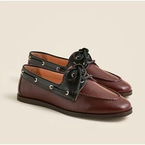 J. Crew Women’s Boat Shoes Size 7 Leather Brown Black Preppy New